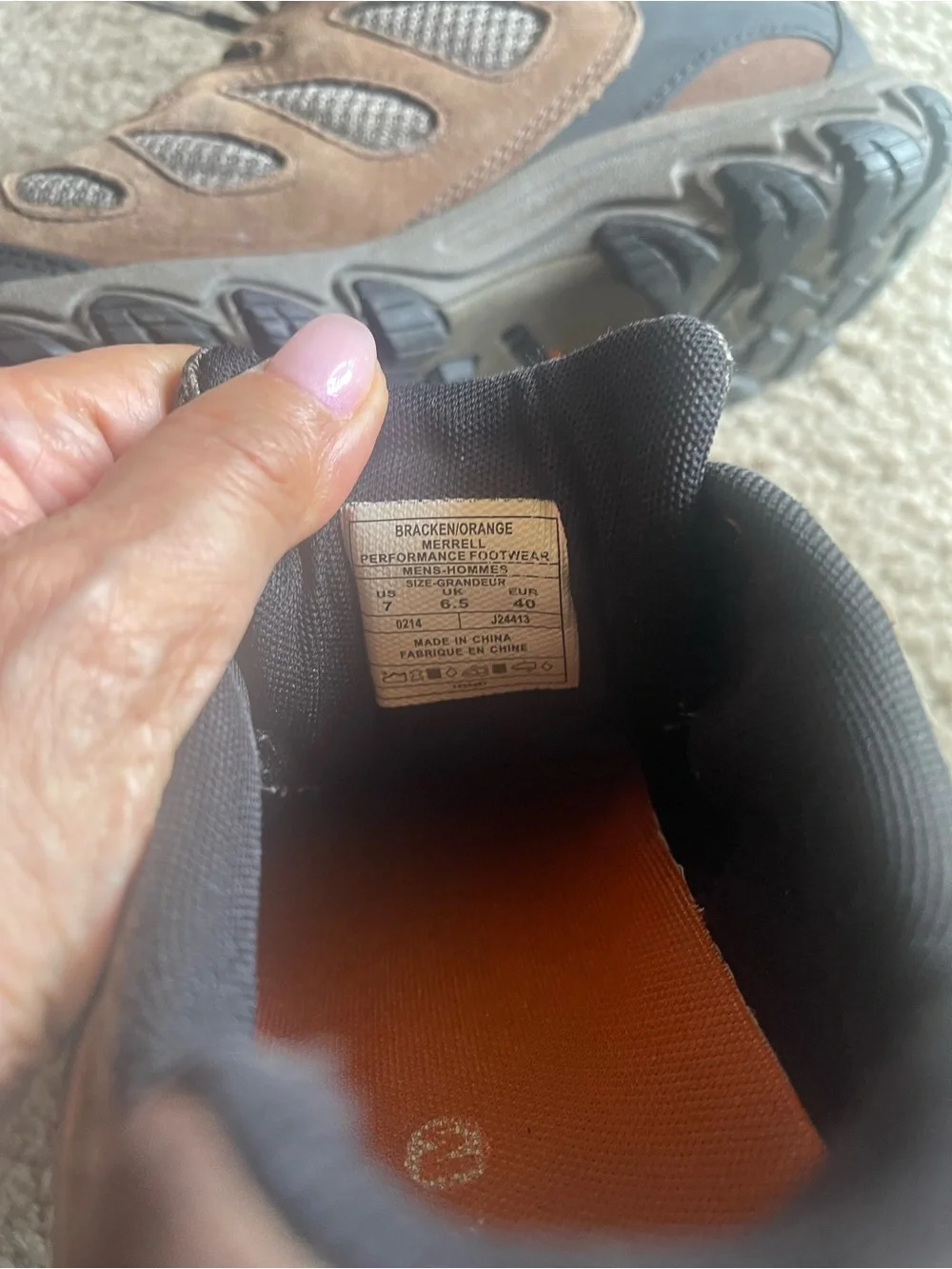 Merrell Men's Brown/Tan Hiking Athletic Shoes